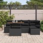 vidaXL Set di divani da giardino 6 pezzi con cuscini neri in rattan sintetico e acacia vidaXL Set di divani da giardino 6 pezzi con cuscini neri in rattan sintetico e acacia