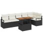 vidaXL Set divano da giardino 7 pezzi con cuscini in rattan sintetico nero e legno di acacia vidaXL Set divano da giardino 7 pezzi con cuscini in rattan sintetico nero e legno di acacia