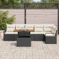 vidaXL Set divano da giardino 7 pezzi con cuscini in rattan sintetico nero e legno di acacia vidaXL Set divano da giardino 7 pezzi con cuscini in rattan sintetico nero e legno di acacia
