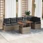 vidaXL Set da Giardino di 7 Pezzi con Cuscini Grigi in Rattan Polietilene e Acacia