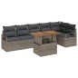 vidaXL Set da Giardino di 7 Pezzi con Cuscini Grigi in Rattan Polietilene e Acacia