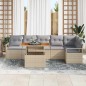 vidaXL Set Giardino 7 Pezzi con Cuscini in Rattan Sintetico Beige e Legno di Acacia