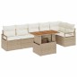 vidaXL Set da Giardino in Rattan Beige con Cuscini, 7 Pezzi, in Legno di Acacia