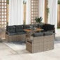 vidaXL Set di divani da giardino vitaXL con 9 pezzi e cuscini grigi in polyrattan e acacia. vidaXL Set di divani da giardino vitaXL con 9 pezzi e cuscini grigi in polyrattan e acacia.