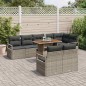 vidaXL Set di divani da giardino vitaXL con 9 pezzi e cuscini grigi in polyrattan e acacia. vidaXL Set di divani da giardino vitaXL con 9 pezzi e cuscini grigi in polyrattan e acacia.