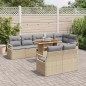 vidaXL Set di Divani da Giardino 9 Pezzi con Cuscini Beige in Rattan Poliestere e Acacia