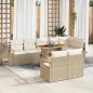 vidaXL Set Sofà da Giardino 9 Pezzi con Cuscini Beige in Rattan Sintetico e Acacia