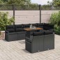 vidaXL Set Giardino 9 Pezzi con Cuscini in Rattan Nero e Acacia