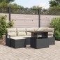 vidaXL Set Divano da Giardino 7 Pezzi con Cuscini Neri in Rattan Sintetico
