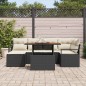 vidaXL Set Divano da Giardino 7 Pezzi con Cuscini Neri in Rattan Sintetico