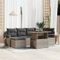 vidaXL Set di mobili da giardino 7 pezzi con cuscini grigi in rattan sintetico e legno di acacia