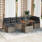 vidaXL Set di Divano da Giardino a 8 Pezzi con Cuscini Grigio in Rattan Sintetico e Acacia