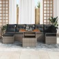 vidaXL Set di Divano da Giardino a 8 Pezzi con Cuscini Grigio in Rattan Sintetico e Acacia