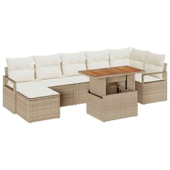 vidaXL Set da Giardino 8 Pezzi con Cuscini Beige in Polyrattan
