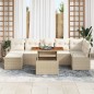 vidaXL Set da Giardino 8 Pezzi con Cuscini Beige in Polyrattan