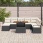 vidaXL Set da giardino di 9 pezzi con cuscini in polirattan nero e acacia