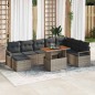 vidaXL Set di Divani da Giardino 9 Pezzi con Cuscini Grigi in Rattan e Polipropilene