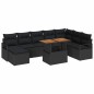 vidaXL Set di Divano da Giardino 9 Pezzi con Cuscini in Rattan Nero e Acacia