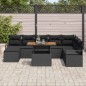 vidaXL Set di Divano da Giardino 9 Pezzi con Cuscini in Rattan Nero e Acacia