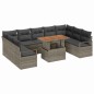 vidaXL Set Giardino 10 Pezzi con Cuscini Grigi in Polyrattan e Acacia