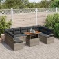 vidaXL Set Giardino 10 Pezzi con Cuscini Grigi in Polyrattan e Acacia
