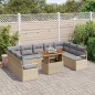 vidaXL Set di Sofà da Giardino a 10 Pezzi con Cuscini Beige, in Rattan Polietilene e Acacia