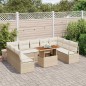 vidaXL Set di divani da giardino da 10 pezzi con cuscini beige in rattan sintetico e legno di acacia