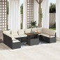 vidaXL Set di divani da giardino di 11 pezzi con cuscini in rattan sintetico nero e legno di acacia.