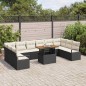 vidaXL Set di divani da giardino di 11 pezzi con cuscini in rattan sintetico nero e legno di acacia.