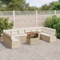 vidaXL Set giardino 11 pezzi con cuscini in rattan polietileno beige e acacia. vidaXL Set giardino 11 pezzi con cuscini in rattan polietileno beige e acacia.