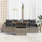 vidaXL Set da pranzo da giardino 5 pezzi con cuscini grigi in rattan sintetico e legno di acacia
