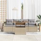 vidaXL Set da pranzo da giardino 5 pezzi con cuscini in rattan sintetico beige e acacia.