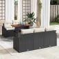 vidaXL Set da Pranzo da Giardino vitaXL 6 Pezzi con Cuscini in Rattan Nero e Legno di Acacia
