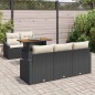 vidaXL Set da Pranzo da Giardino vitaXL 6 Pezzi con Cuscini in Rattan Nero e Legno di Acacia