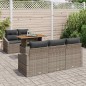 vidaXL Set da pranzo da giardino 6 pezzi con cuscini grigi in rattan sintetico e acacia