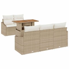 vidaXL Set da pranzo da giardino 6 pezzi con cuscini beige in rattan sintetico e legno di acacia