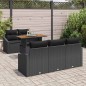 vidaXL Set da Pranzo da Giardino 6 Pezzi con Cuscini Neri in Polyrattan e Acacia vidaXL Set da Pranzo da Giardino 6 Pezzi con Cuscini Neri in Polyrattan e Acacia