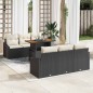 vidaXL Set da Pranzo da Giardino 7 Pezzi con Cuscini in Rattan Sintetico Nero e Acacia vidaXL Set da Pranzo da Giardino 7 Pezzi con Cuscini in Rattan Sintetico Nero e Acacia
