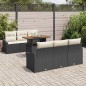 vidaXL Set da Pranzo da Giardino 7 Pezzi con Cuscini in Rattan Sintetico Nero e Acacia vidaXL Set da Pranzo da Giardino 7 Pezzi con Cuscini in Rattan Sintetico Nero e Acacia