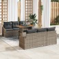 vidaXL Set da Pranzo da Giardino in 7 Pezzi con Cuscini Grigi in Rattan Sintetico e Acacia