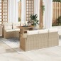 vidaXL Set da pranzo per il giardino, 7 pezzi con cuscini beige in rattan sintetico e legno di acacia