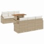 vidaXL Set da pranzo per il giardino, 7 pezzi con cuscini beige in rattan sintetico e legno di acacia