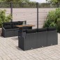vidaXL Set da Pranzo per Giardino 7 Pezzi con Cuscini in Rattan Nero e Acacia