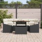 vidaXL Set da Pranzo da Giardino 7 Pezzi con Cuscini in Rattan Artificiale Nero e Acacia vidaXL Set da Pranzo da Giardino 7 Pezzi con Cuscini in Rattan Artificiale Nero e Acacia