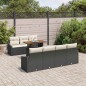 vidaXL Set da pranzo da giardino 8 pezzi con cuscini in rattan nero di polipropilene e acacia.