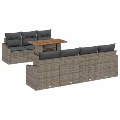 vidaXL Set da Pranzo da Giardino 8 Pezzi con Cuscini Grigi in Rattan Sintetico e Acacia