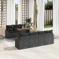 vidaXL Set da Pranzo da Giardino 8 Pezzi con Cuscini in Rattan Polietilene Nero e Legno di Acacia