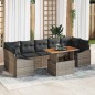vidaXL Set da Pranzo da Giardino 8 Pezzi con Cuscini Grigio in Rattan Sintetico e Acacia