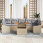 vidaXL Set da Pranzo da Giardino 8 Pezzi con Cuscini in Rattan Beige e Acacia