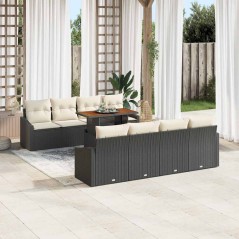 vidaXL Set da Pranzo da Giardino da 9 Pezzi con Cuscini in Rattan Sintetico Nero e Acacia